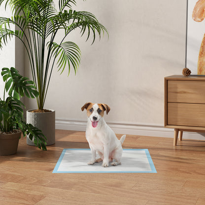 PawHut Resguardos de Treino Animais de Estimação 100 Unidades 45x60 cm Resguardos Absorventes para Cães Desenho com 6 Camadas com Superfície de Secagem Rápida Azul