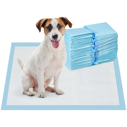 PawHut Resguardos de Treino Animais de Estimação 100 Unidades 45x60 cm Resguardos Absorventes para Cães Desenho com 6 Camadas com Superfície de Secagem Rápida Azul