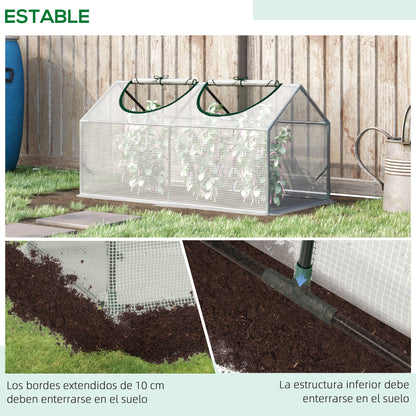 Outsunny Estufa 119x60x60cm Estufa de Jardim com 2 Janelas Enroláveis para Cultivo de Plantas Verduras Flores Branco Translúcido