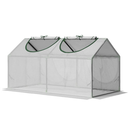 Outsunny Estufa 119x60x60cm Estufa de Jardim com 2 Janelas Enroláveis para Cultivo de Plantas Verduras Flores Branco Translúcido