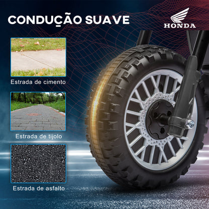 HOMCOM Mota Elétrica com Licença Honda CRF450RL para Crianças acima de 18 Meses Mota de Bateria 6V com Velocidade 3km/h Buzina e Som de Arranque Carga Máxima 25 kg 71x40,5x43,5 cm Cinza