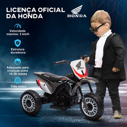 HOMCOM Mota Elétrica com Licença Honda CRF450RL para Crianças acima de 18 Meses Mota de Bateria 6V com Velocidade 3km/h Buzina e Som de Arranque Carga Máxima 25 kg 71x40,5x43,5 cm Cinza