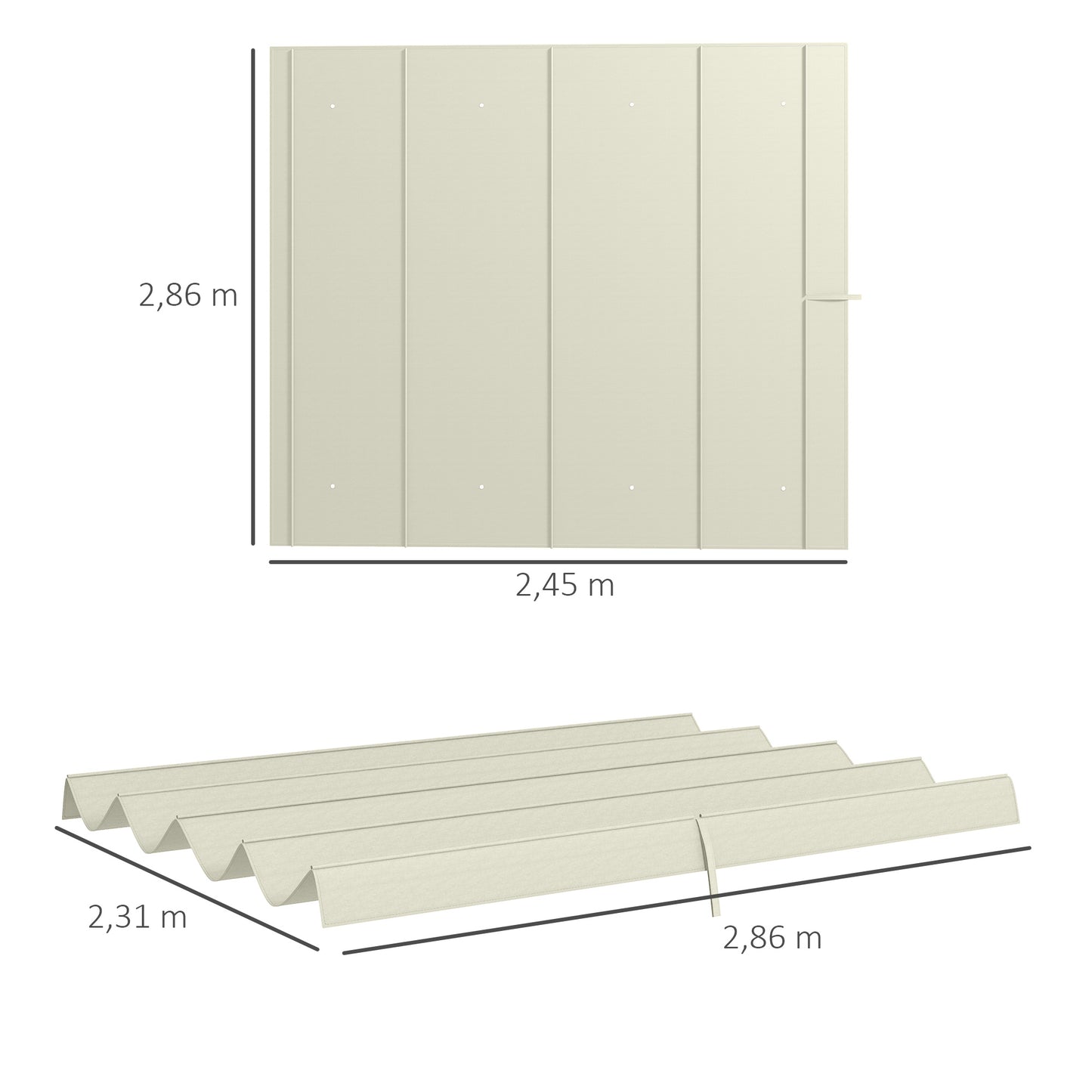 Outsunny Cobertura para Pérgola Retrátil 286x245 cm Teto de Substituição para Pérgola com Proteção UV30+ para Pérgola de 3x2,15 cm Creme