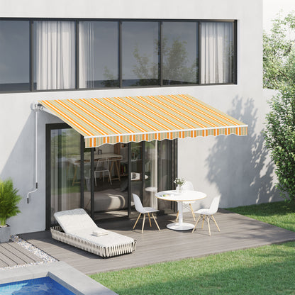 Outsunny Toldo Retrátil com Manivela Toldo de 300x200cm com Braço Articulado de Alumínio e 280 g/m² Laranja e Branco