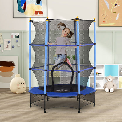 HOMCOM Trampolim para Crianças acima de 3 Anos Cama Elástica Infantil com Rede de Segurança e Estrutura de Aço para Interiores e Exteriores Carga 50kg Ø140x190 cm Azul