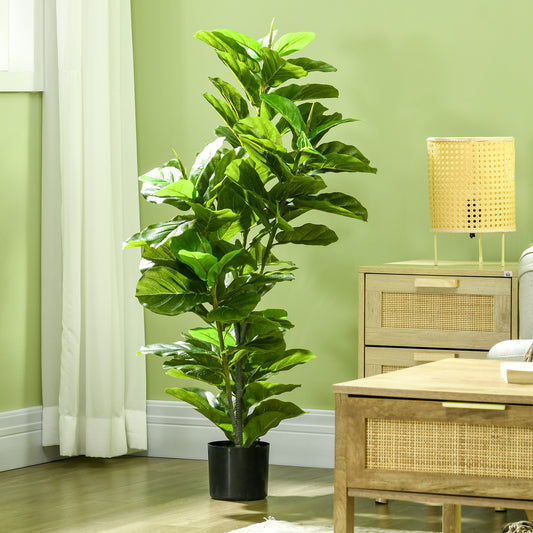 Planta Artificial Ficus 110 cm Planta Artificial com 90 Folhas Musgo e Vaso Planta Artificial Decorativa para Interior e Exterior Casa Sala de Estar Verde