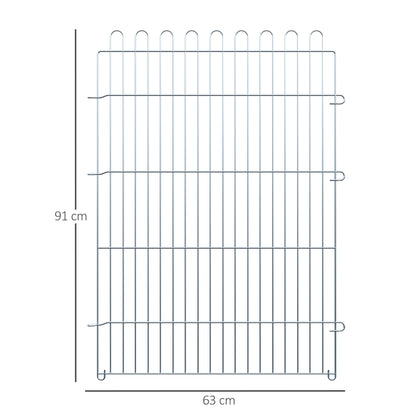 PawHut Parque para Animais de Estimação com 8 Paineis 63x91cm Cerca para Animais de Estimação com Porta com Trava para Jardim Pátio Exterior Prata