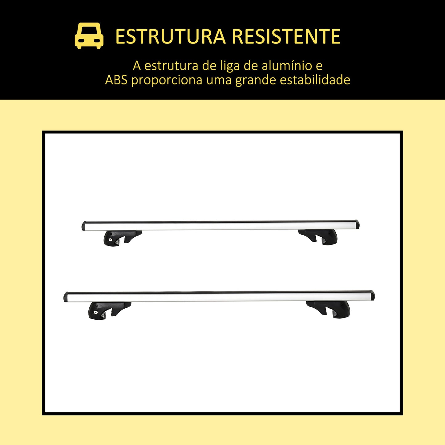 HOMCOM Barras de Tejadilho Universal para Carros Carris de Tejadilho com 123,5cm Trilho de Alumínio e Chave Carga 75kg Prata