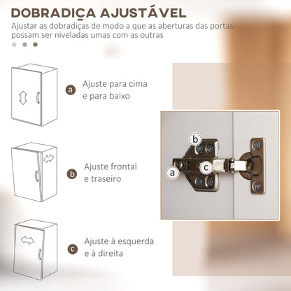 HOMCOM Armário de Cozinha Armário de Armazenamento Cozinha com 4 Portas e Prateleiras Ajustáveis Anti-Tombo 60x30x170,5 cm Branco