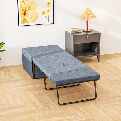 Cama Dobrável "Açores" com Capa de Proteção - Cinza - 180x68 cm - Metal e Espuma - Design Versátil