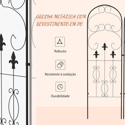 Outsunny Conjunto de 2 Treliças de Jardim Suportes para Trepadeiras de Aço com Antioxidante para Flores Plantas no Pátio 45x150 cm Preto