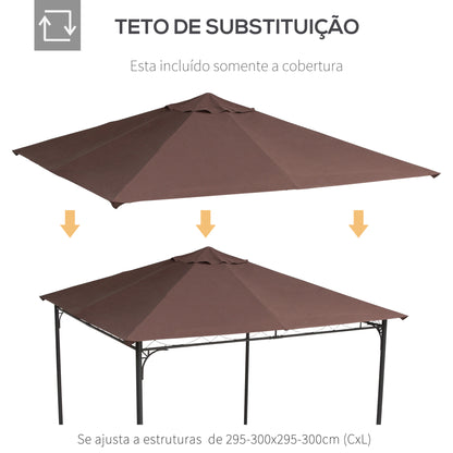 Toldo de Substituição 3x3 m em Poliéster – Cor Marrom, Ventilado e com Drenagem