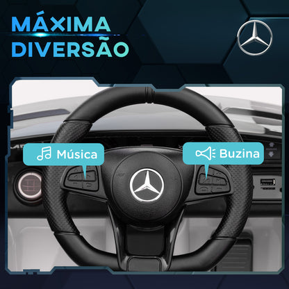 AIYAPLAY Carro Elétrico para Crianças acima de 3 Anos Carro Mercedes-Benz AMG GTR Carro Elétrico Infantil com Bateria 12V Controlo Remoto Faróis Buzina e Música 108x67x46 cm Branco