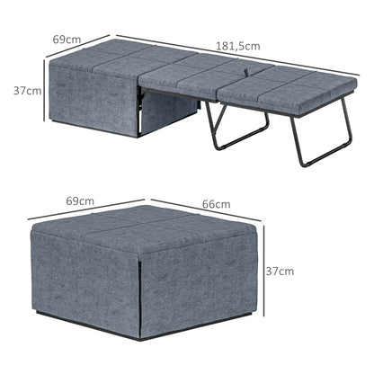 Cama Dobrável "Açores" com Capa de Proteção - Cinza - 180x68 cm - Metal e Espuma - Design Versátil