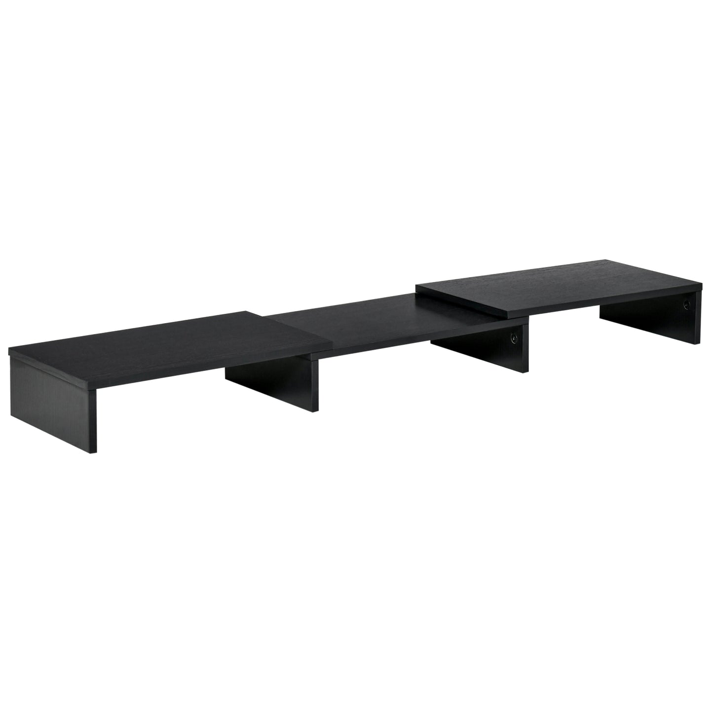 Vinsetto Suporte Elevado para Monitores de Madeira Ajustável em Comprimento e Ângulo para 2 Monitores Notebook 80-117x23,5x10cm Preto