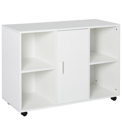 HOMCOM Suporte para impressora com rodízios de 360º Gabinete de escritório multifuncional Gabinete de arquivo móvel E1 Placa de partícula 100x 40 x 71 cm branco