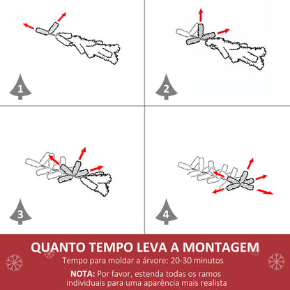 HOMCOM Árvore de Natal Artificial Altura 150cm Ignífugo com 502 Ramos 150 Luzes LED IPX2 8 Modos Folhas de PVC Base Dobrável e Suporte Metálico Decoração de Natal para Interiores Verde