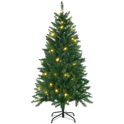 HOMCOM Árvore de Natal Artificial Altura 150cm Ignífugo com 502 Ramos 150 Luzes LED IPX2 8 Modos Folhas de PVC Base Dobrável e Suporte Metálico Decoração de Natal para Interiores Verde