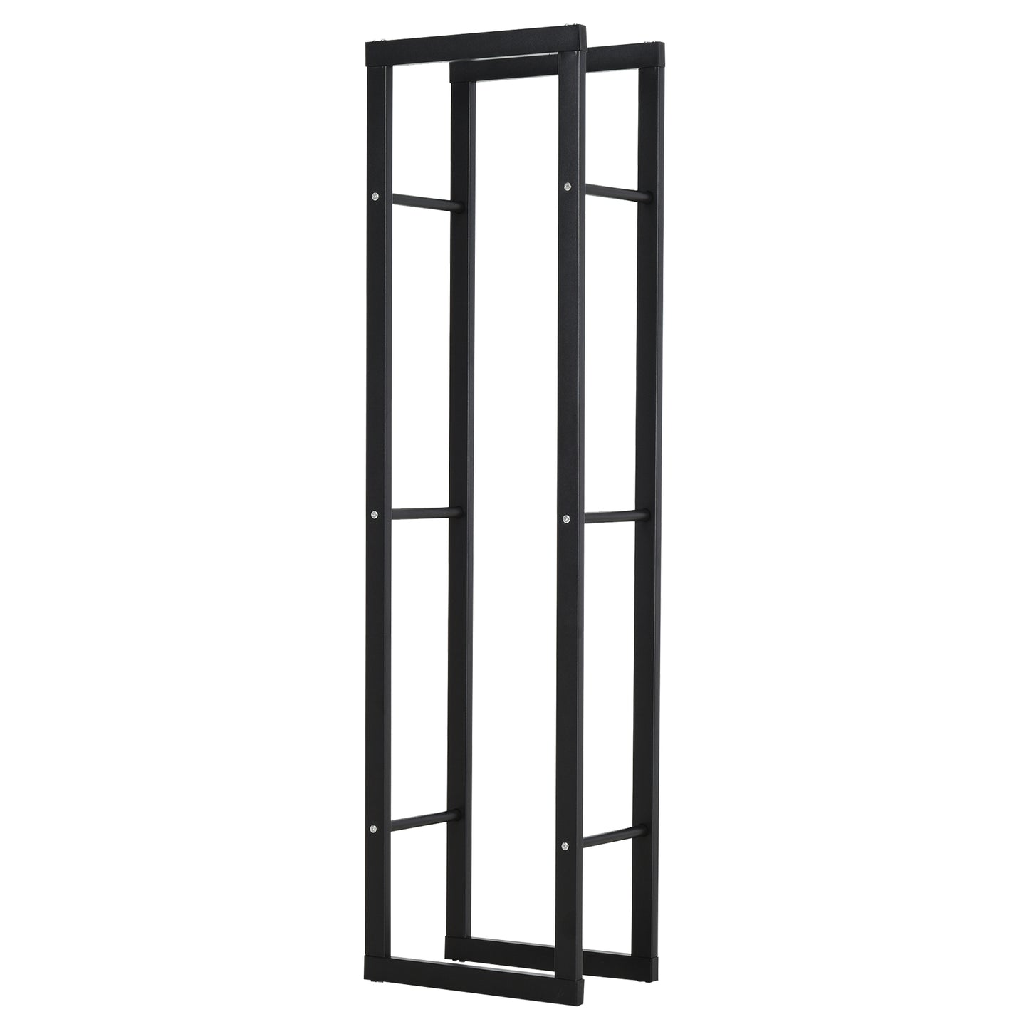 HOMCOM Suporte para Lenha de Metal Porta Lenha Metálico para Interior e Exterior Carga Máxima 100 kg 40x25x150 cm Preto