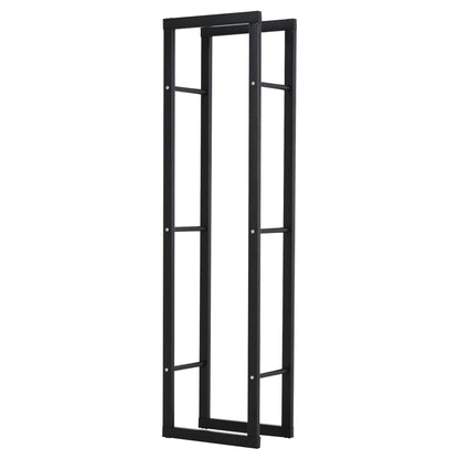 HOMCOM Suporte para Lenha de Metal Porta Lenha Metálico para Interior e Exterior Carga Máxima 100 kg 40x25x150 cm Preto