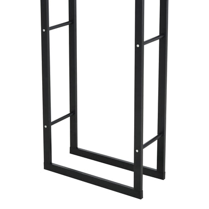 HOMCOM Suporte para Lenha de Metal Porta Lenha Metálico para Interior e Exterior Carga Máxima 100 kg 40x25x150 cm Preto