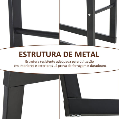 HOMCOM Suporte para Lenha de Metal Porta Lenha Metálico para Interior e Exterior Carga Máxima 100 kg 40x25x150 cm Preto