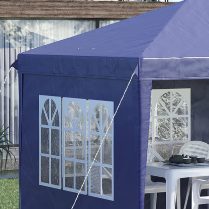 Outsunny Conjunto de Tenda Inclui 1 Tenda Dobrável 6x3 m Impermeável com 4 Laterais Removíveis e 2 Paredes Laterais 3x2 m para Tenda 3x3 m ou 3x6 m Azul