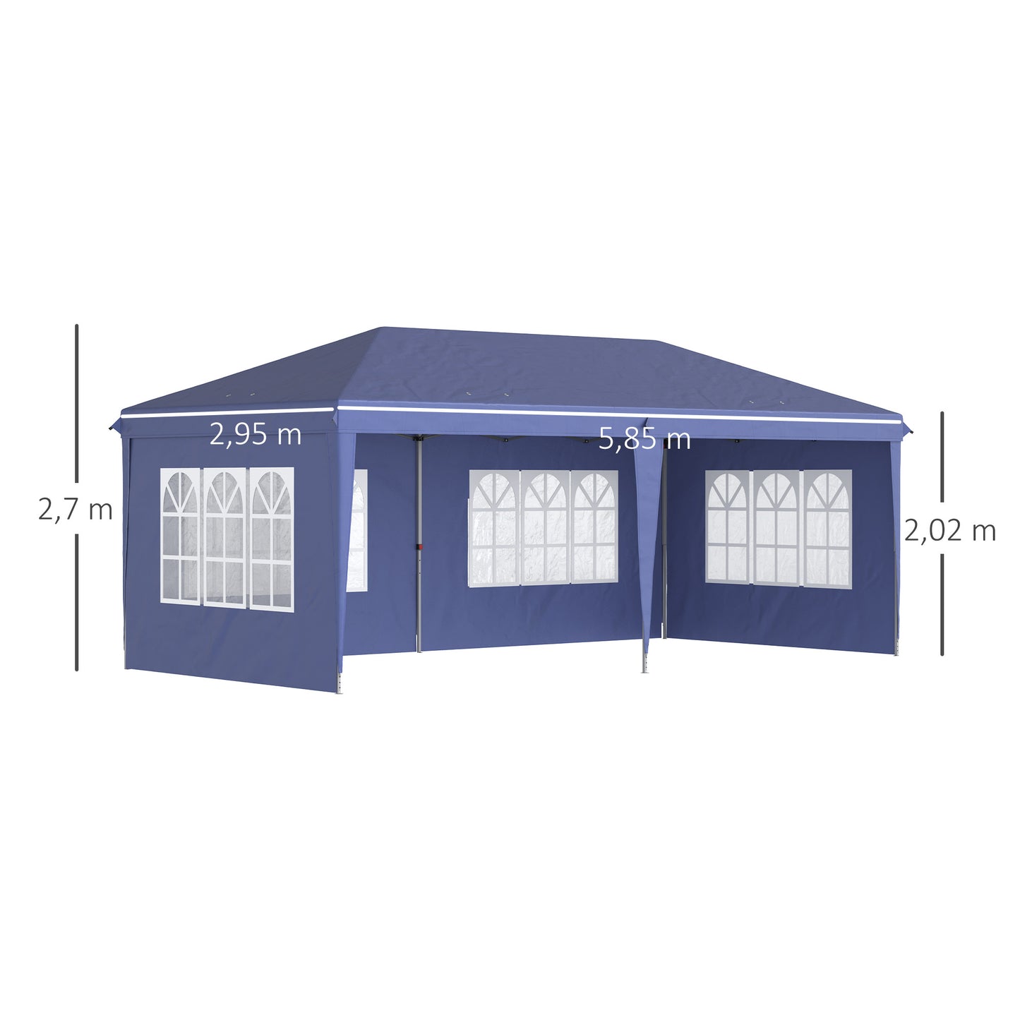 Outsunny Conjunto de Tenda Inclui 1 Tenda Dobrável 6x3 m Impermeável com 4 Laterais Removíveis e 2 Paredes Laterais 3x2 m para Tenda 3x3 m ou 3x6 m Azul