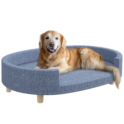 PawHut Sofá para Cães Grandes Sofá para Animais de Estimação com Almofada Amovível Capa Lavável e Pés de Madeira Carga 30 kg para Interior 100x70x25 cm Azul