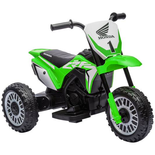 HOMCOM Mota Elétrica com Licença Honda CRF450RL para Crianças acima de 18 Meses Mota de Bateria 6V com Velocidade 3km/h Buzina e Som de Arranque Carga Máxima 25 kg 71x40,5x43,5 cm Verde