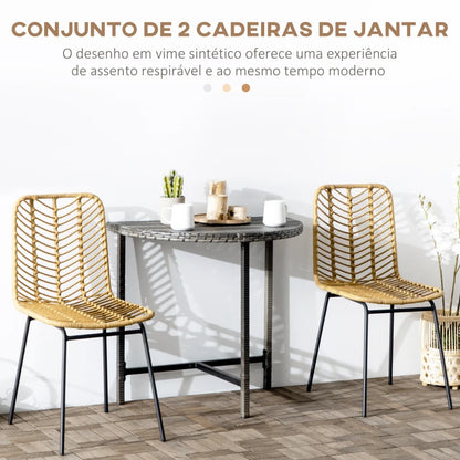 Conjunto de 2 Cadeiras Cardini em Vime - Design Natura