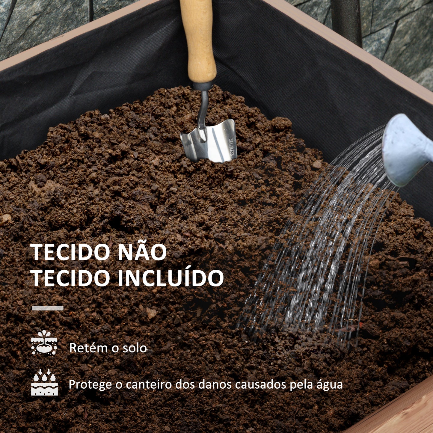 Outsunny Horta Elevada com Rodas Horta Urbana Elevada com Treliça Orifícios de Drenagem para Plantas Trepadeiras Flores 110x49x190 cm Marrom