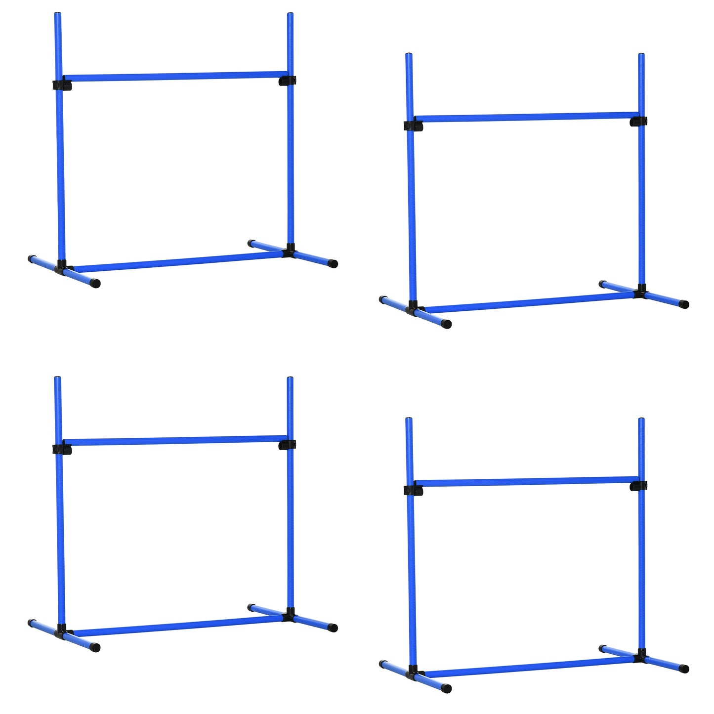 PawHut Conjunto de Treinamento de Agilidade para Cães Animais de Estimação 4 Peças Obstáculos de Salto com Altura Ajustável e Bolsa de Transporte para Exteriores 99x65x94 cm Azul