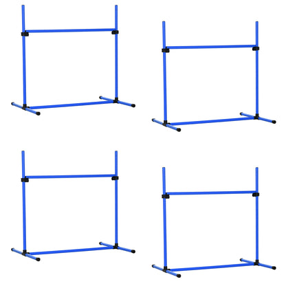 PawHut Conjunto de Treinamento de Agilidade para Cães Animais de Estimação 4 Peças Obstáculos de Salto com Altura Ajustável e Bolsa de Transporte para Exteriores 99x65x94 cm Azul