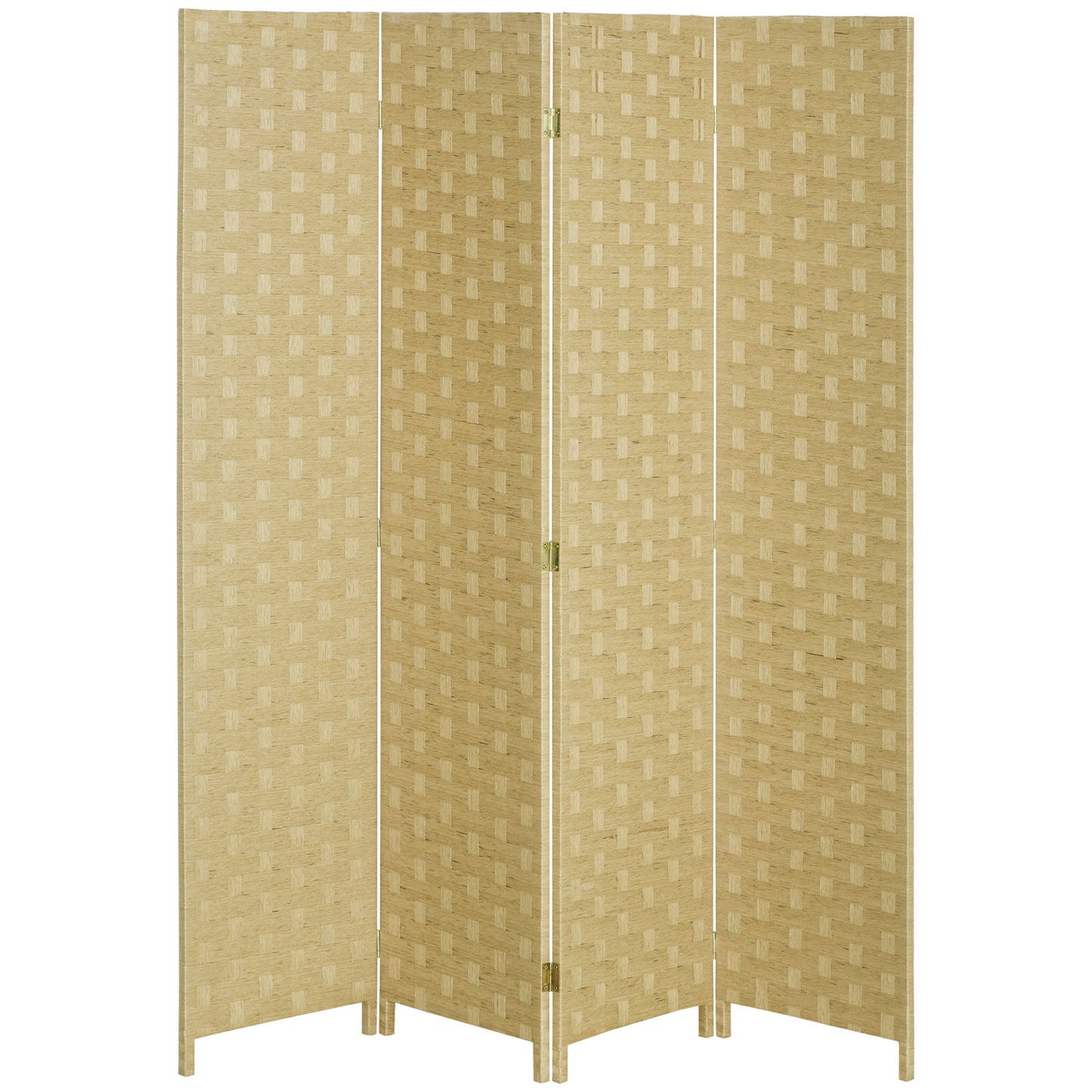 HOMCOM Biombo Separador de Ambientes de 4 Painéis 159,5x169,5cm Divisor de Ambientes Dobrável de Corda de Papel Decoração Elegante para Dormitório Sala de Estar Marrom