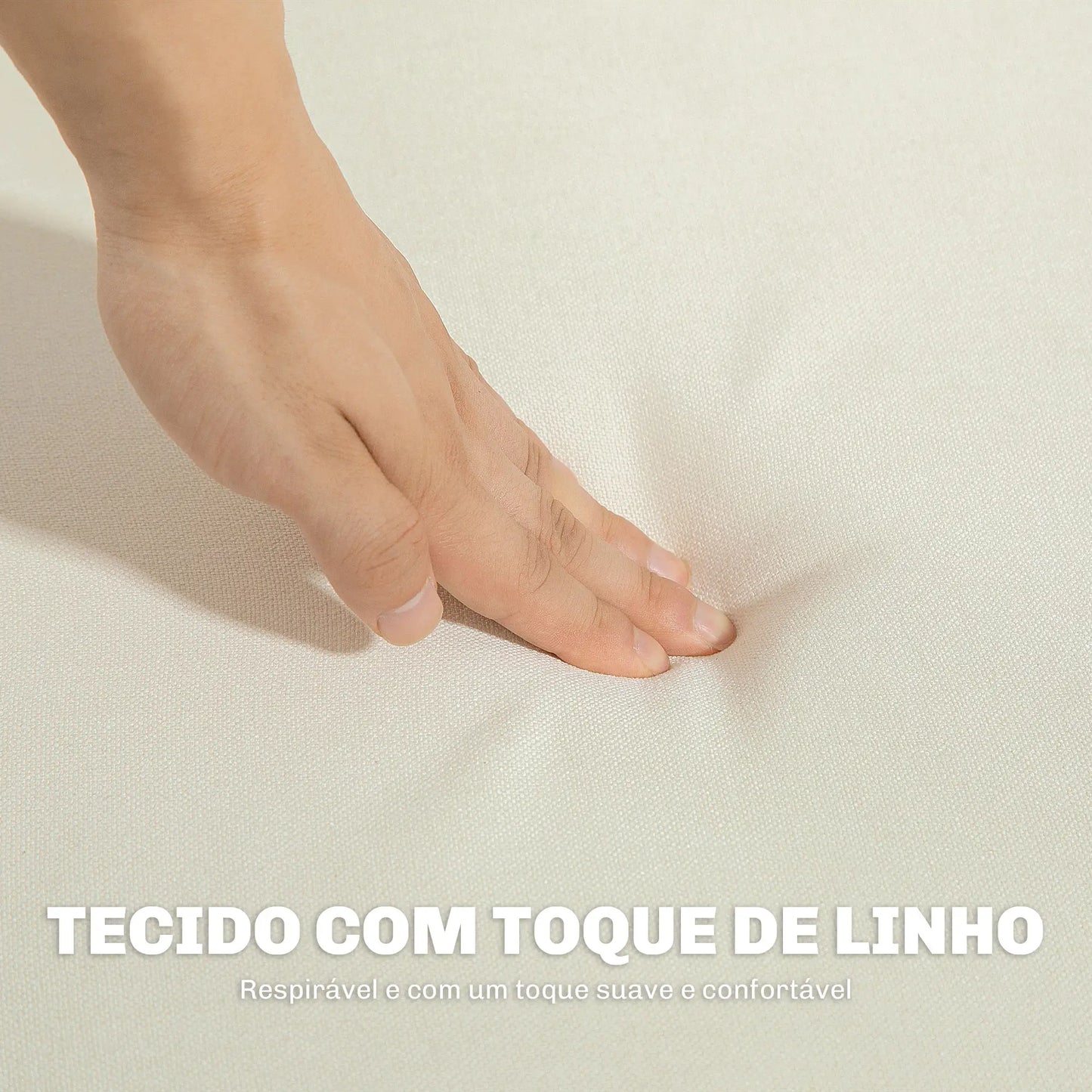 Sofá Eira de 2 Lugares em Linho Creme - Madeira de Borracha - 138,5x70x75 cm - Design Nórdico