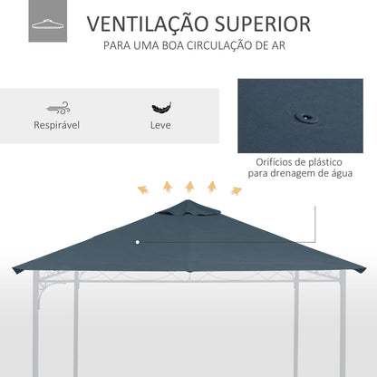 Outsunny Toldo de Substituição de 3x3m para Pérgola de Jardim com 8 Orifícios de Drenagem e Ventilação Cinza