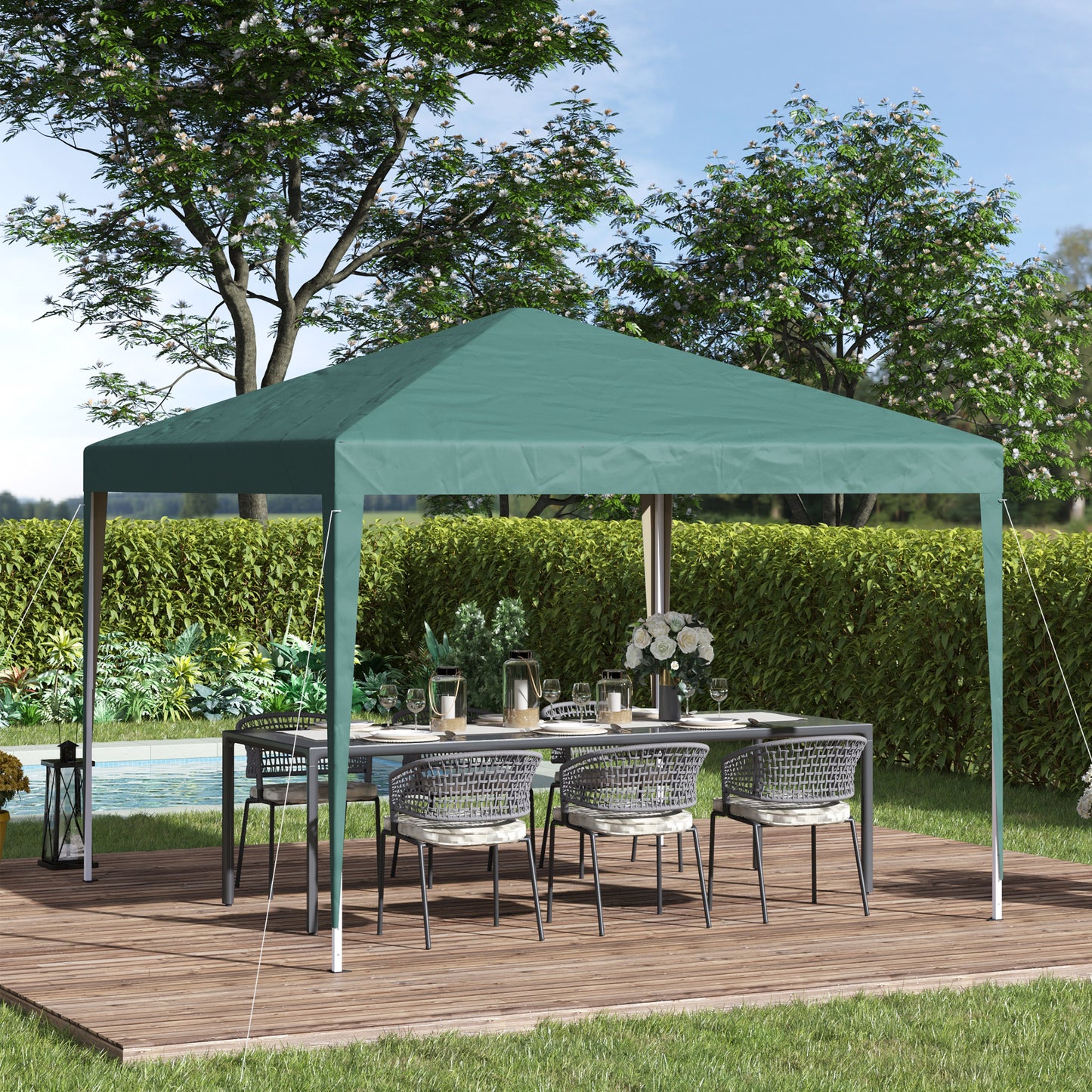 Outsunny Tenda Dobrável 295x295x255 cm com Bolsa de Transporte Altura Ajustável Anti-UV e Impermeável para Terraço Pátio e Praia Verde