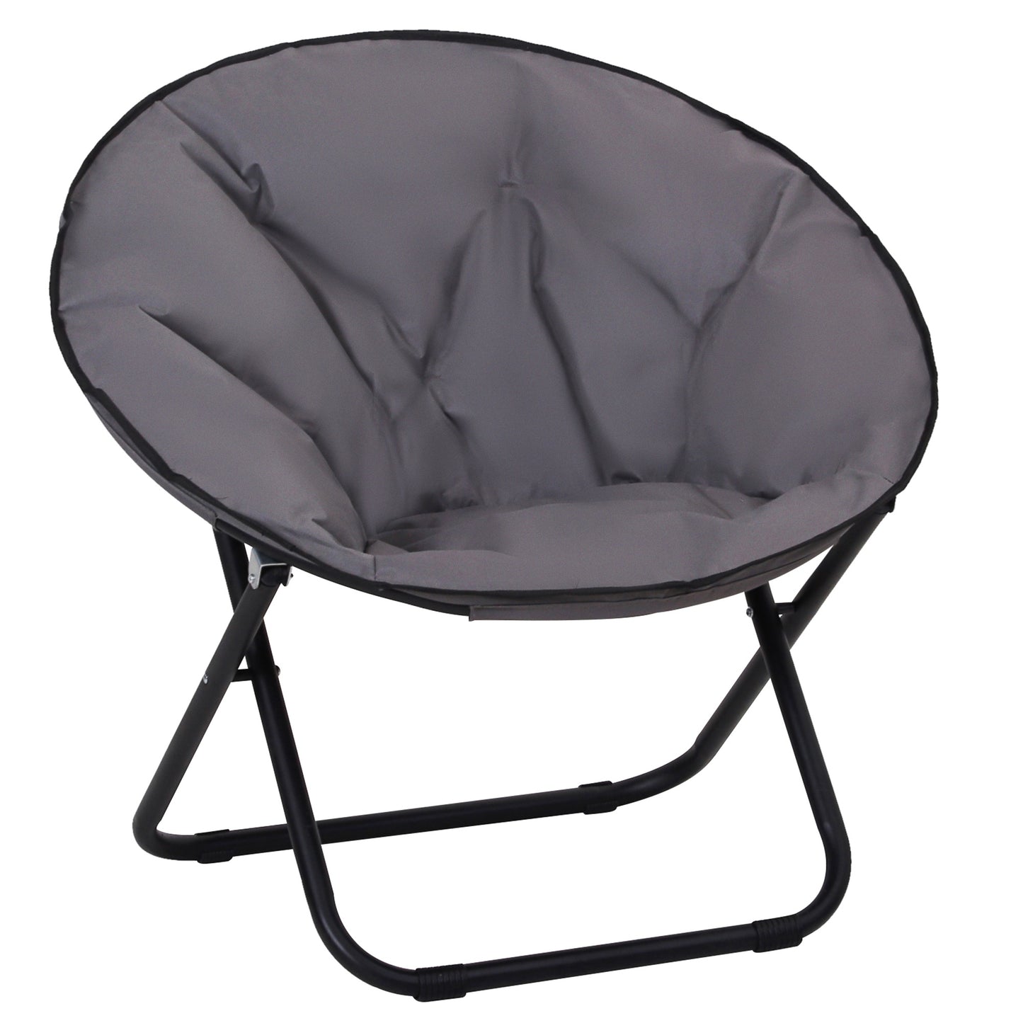 Outsunny Cadeira de Lua Cadeira Redonda de Lua com Assento de Tecido Oxford e Pés de Metal Carga Máxima 120 kg para Campismo Praia Varanda Pátio 80x80x75 cm Cinza