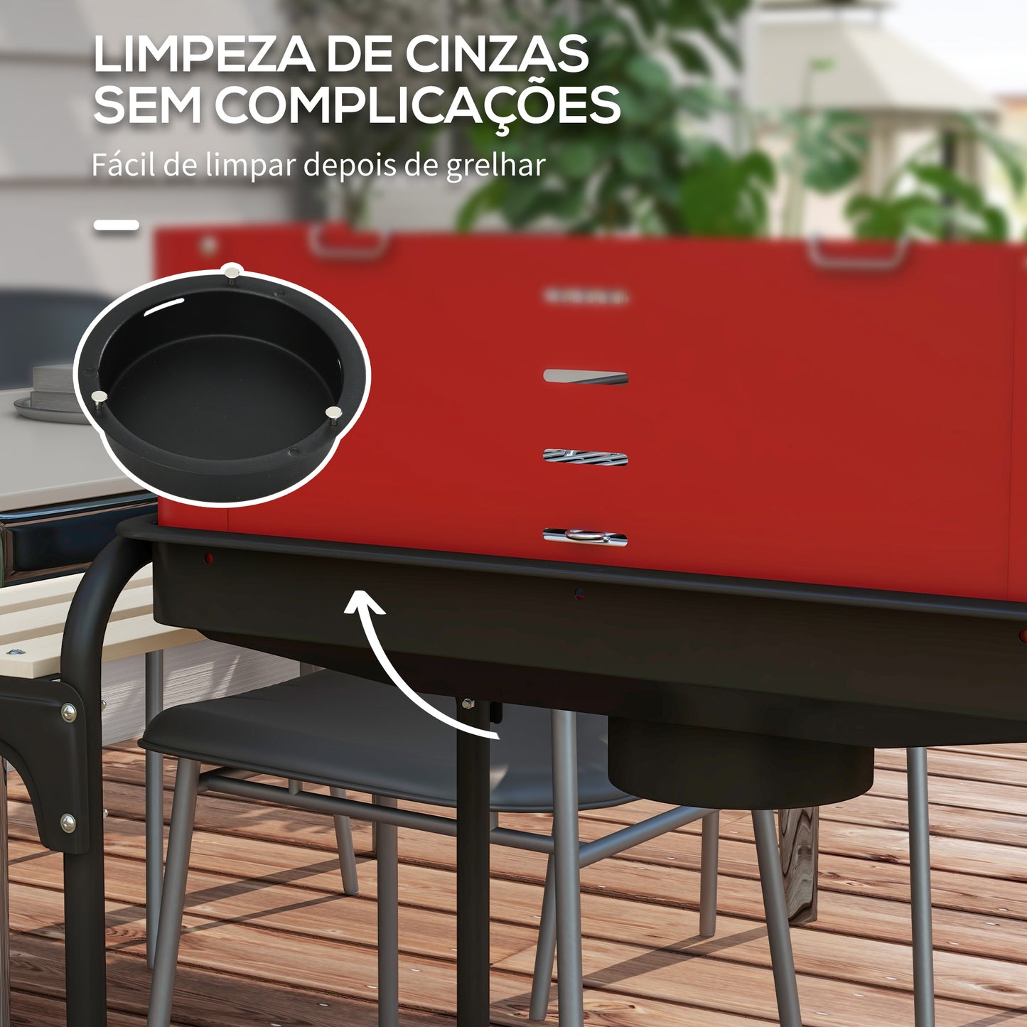 Outsunny Barbecue a Carvão com Rodas Barbecue Portátil com Grelha Ajustável em Altura e Prateleiras para Piquenique Campismo 103x47x95 cm Vermelho e Preto