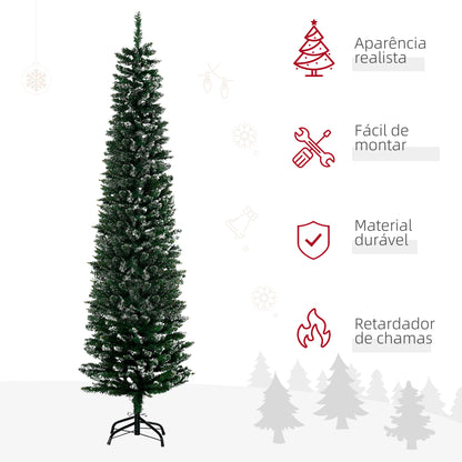 HOMCOM Árvore de Natal Artificial Altura 190 cm com 570 Ramos de PVC Ignífugos Base Dobrável e Suporte Metálico Decoração de Natal para Interiores Ø53x190 cm Verde