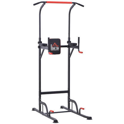 Torre de Exercícios Estação Multifuncional Altura Ajustável com 7 Orifícios para Treinamento Fitness para Casa Academia Escritório Carga Máxima 120kg 123x98x189-239cm Preto e Vermelho