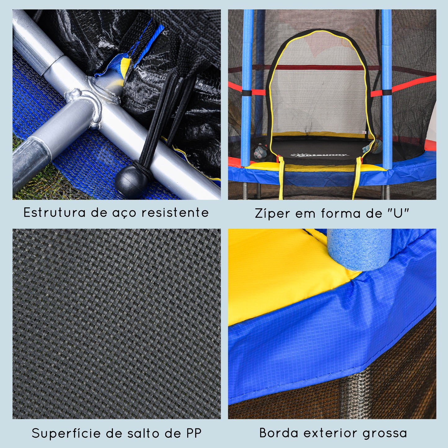 HOMCOM Trampolim Infantil Ø107 cm Trampolim para Crianças de 3-6 Anos com Rede de Segurança Carga 45 kg para Interior Ø140x160 cm Azul