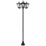 Outsunny Candeeiro Solar de Jardim com 3 Luzes LED Impermeável IP44 Sensor de Noite Candeeiro de Exterior para Terraço Pátio Aço Inoxidável 51,5x47x182,5cm Preto