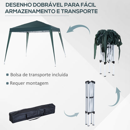 Outsunny Tenda Dobrável 297x297x250 cm Tenda para Jardim Campismo Festas Eventos Aço e Oxford Verde