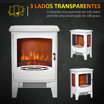 Lareira Elétrica "Porto" – 900W/1800W – 39x26x54,8 cm – Branca – Efeito de Chama Realista e Temperatura Ajustável