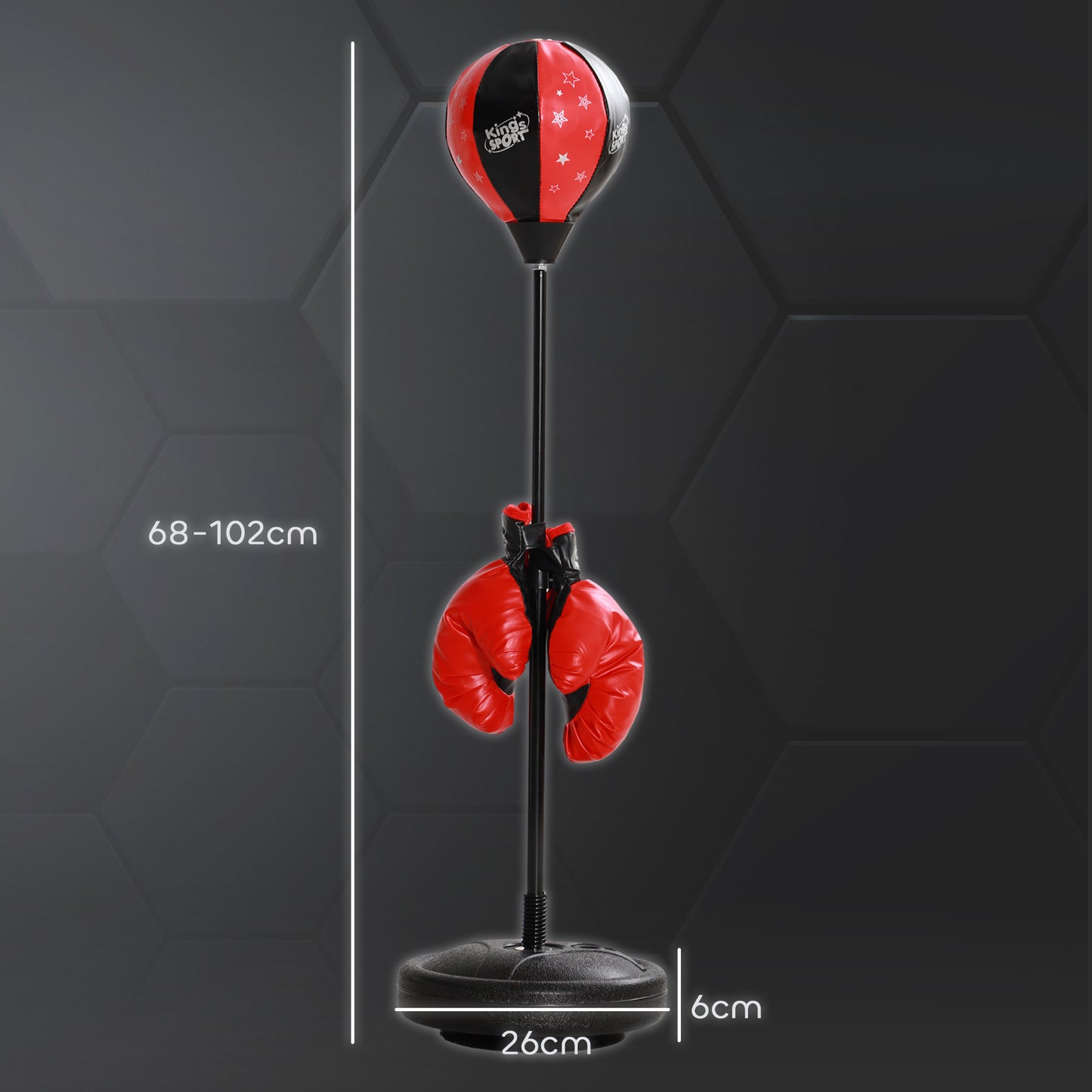 AIYAPLAY Punching Ball para Crianças acima de 5 anos Kit de Boxe para Crianças com Luvas de Boxe Altura Ajustável 68-102 cm e Base Preenchível Vermelho