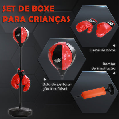 AIYAPLAY Punching Ball para Crianças acima de 5 anos Kit de Boxe para Crianças com Luvas de Boxe Altura Ajustável 68-102 cm e Base Preenchível Vermelho