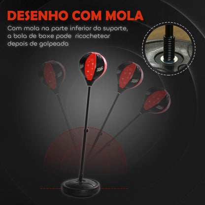 AIYAPLAY Punching Ball para Crianças acima de 5 anos Kit de Boxe para Crianças com Luvas de Boxe Altura Ajustável 68-102 cm e Base Preenchível Vermelho