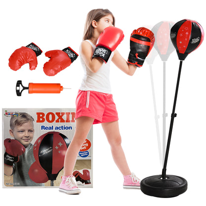 AIYAPLAY Punching Ball para Crianças acima de 5 anos Kit de Boxe para Crianças com Luvas de Boxe Altura Ajustável 68-102 cm e Base Preenchível Vermelho